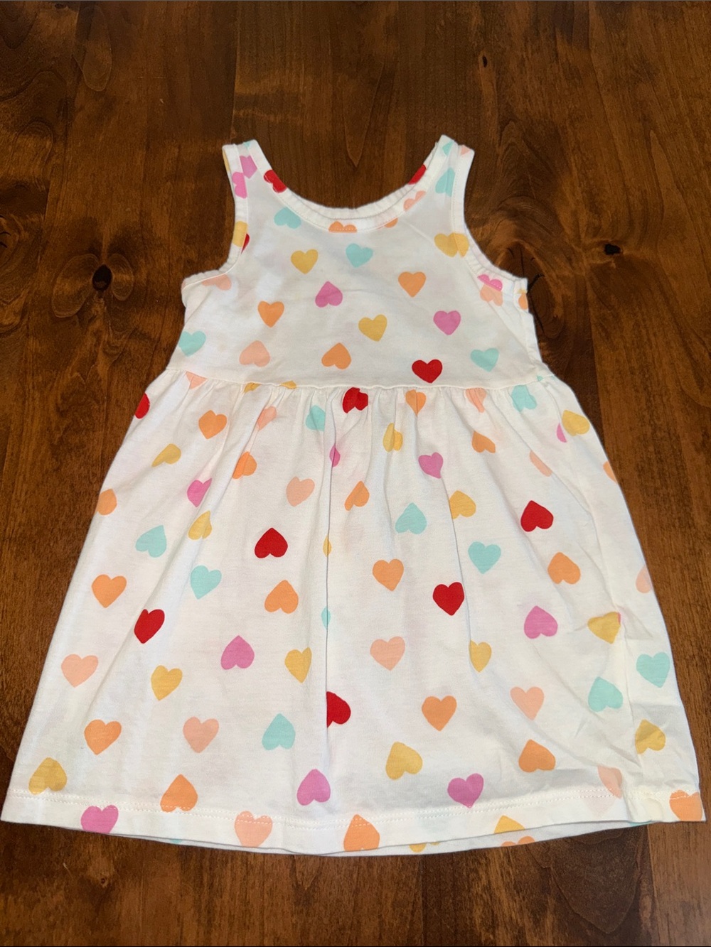 H&M White Tank Dress with Pastel Heart Print